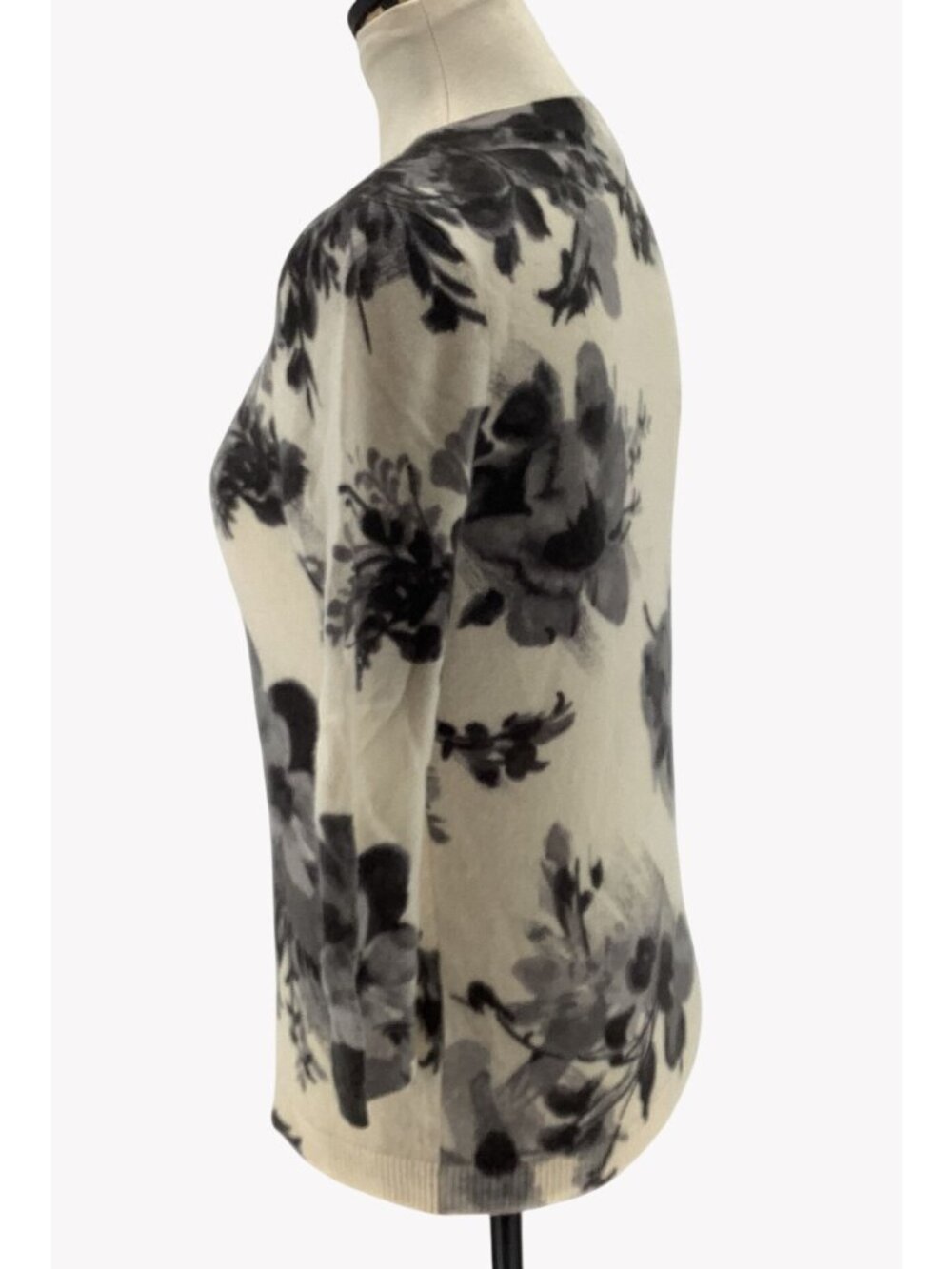 Talbots 100% Cashmere Audrey Sweater Super Soft Floral 3/4 Sleeve Women's MP - Picture 5 of 7